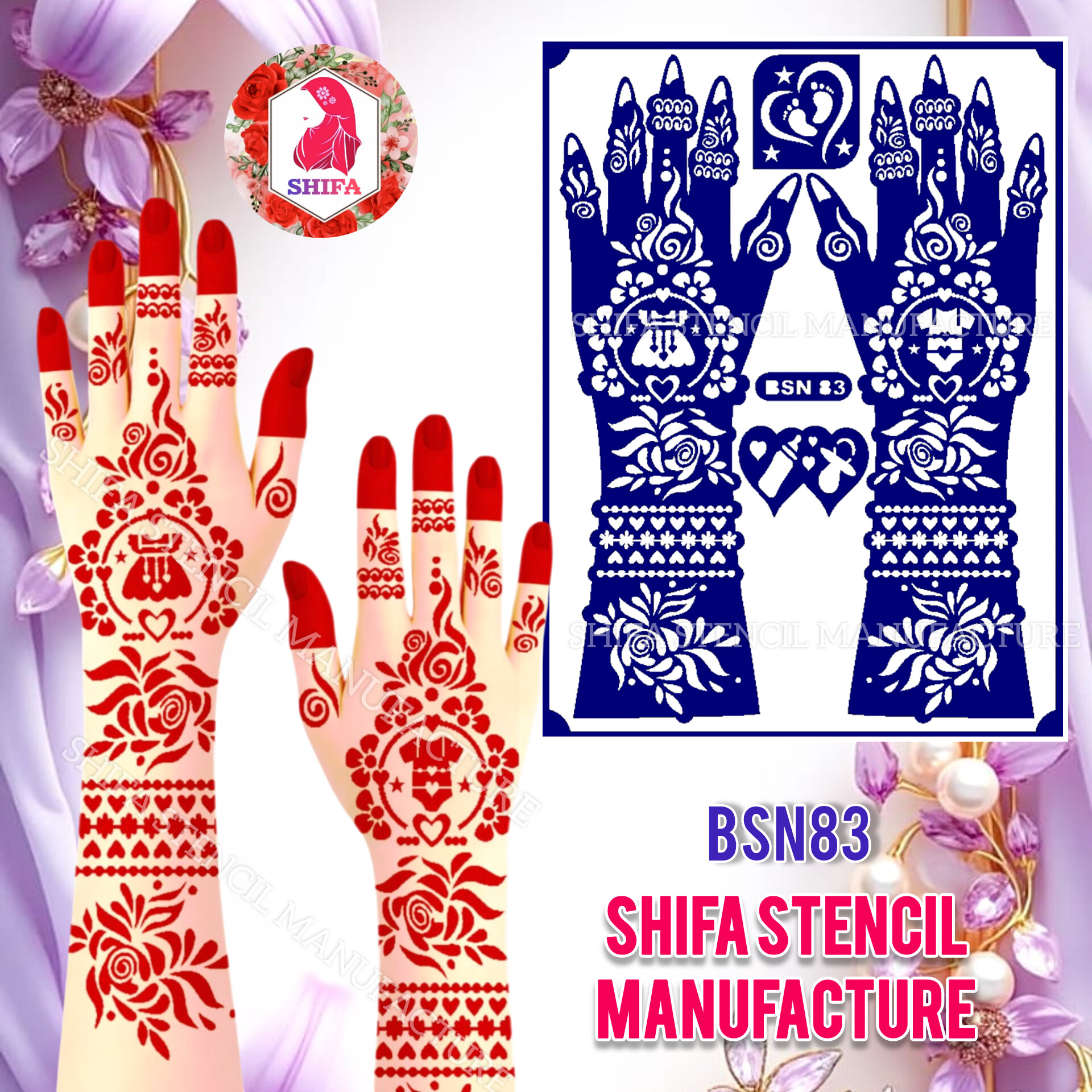 BSN 83 Baby Dresses & Things Themed Sticker Overview  Henna Stencil - Shifa Stencil